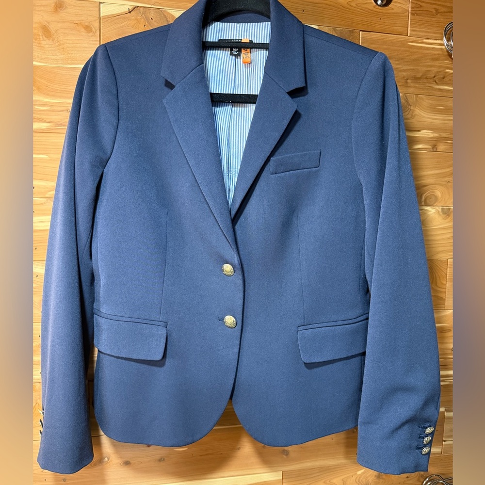J. Crew Blue Blazer with Notched Lapels and Structured Shoulders